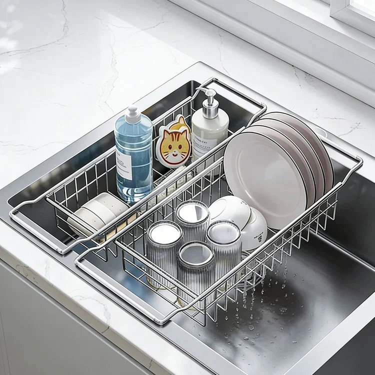 Extensible Stainless Steel Sink Drain Rack ကို စမတ်ကျသော မီးဖိုချောင်တွင် မရှိမဖြစ်ဖြစ်စေသောအရာက အဘယ်နည်း။ Extensible Stainless Steel Sink Drain Rack ကို စမတ်ကျသော မီးဖိုချောင်တွင် မရှိမဖြစ်ဖြစ်စေသောအရာက အဘယ်နည်း။