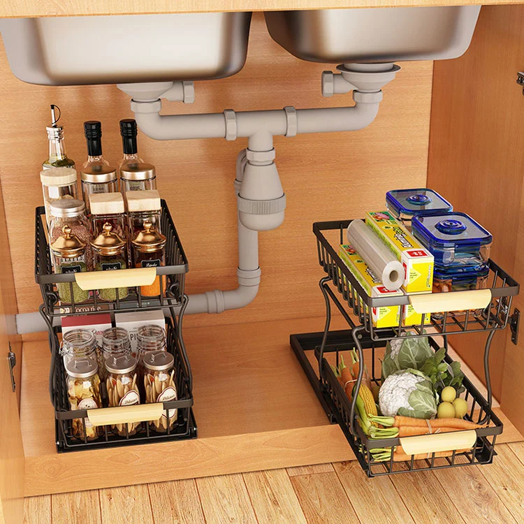 Heavy-Duty Metal Pull-Out Kitchen Storage Rack