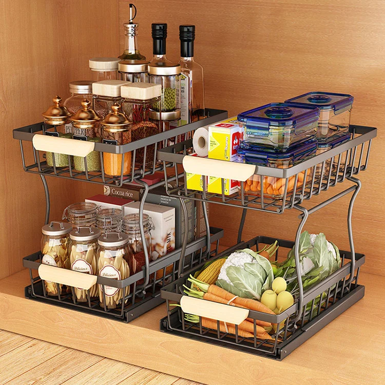 Heavy-Duty Metal Pull-Out Kitchen Storage Rack
