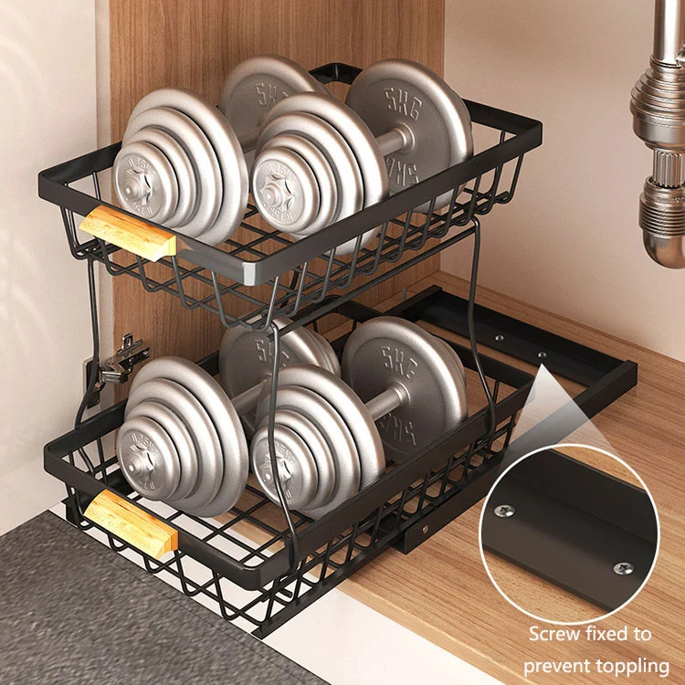 Heavy-Duty Metal Pull-Out Kitchen Storage Rack