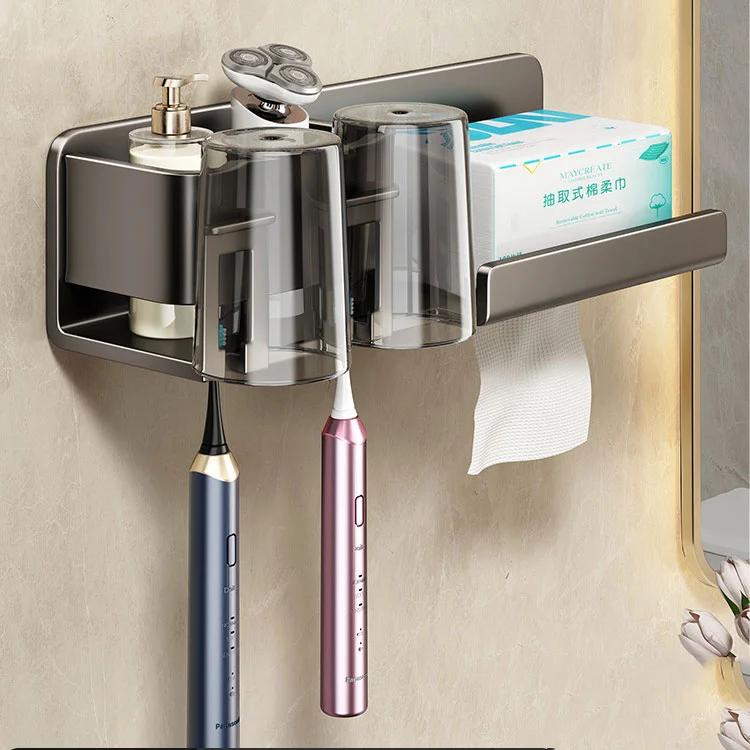 No-Drill Metal Wall-Mounted Toothbrush Holder No-Drill Metal Wall-Mounted Toothbrush Holder