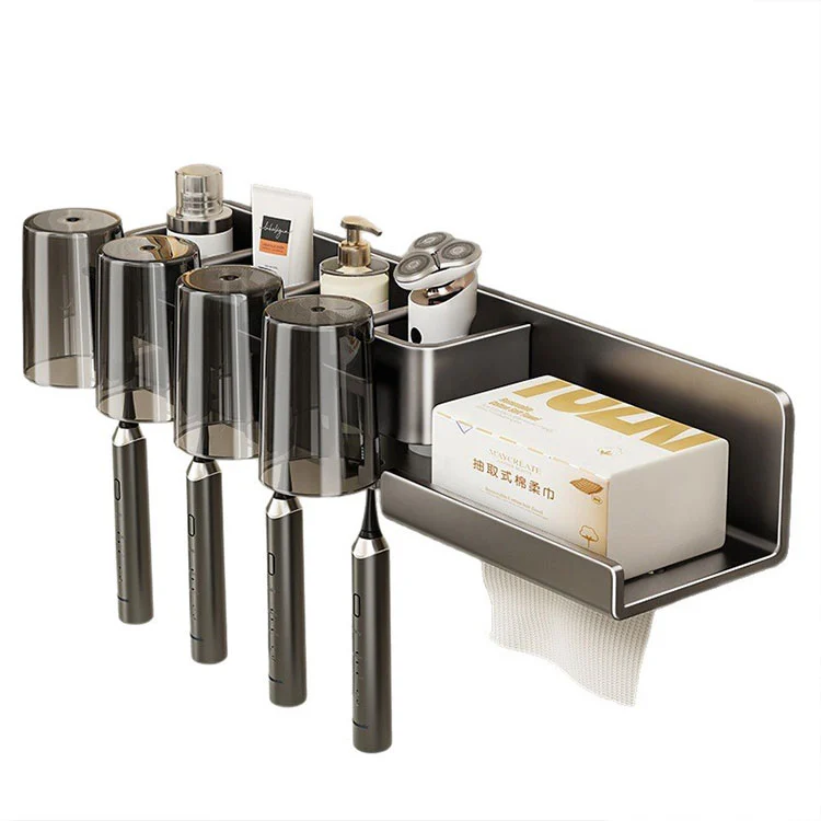No-Drill Metal Wall-Mounted Toothbrush Holder