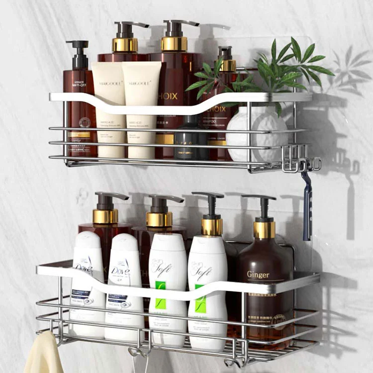 No-Drill Wall-Mounted Metal Shower Caddy No-Drill Wall-Mounted Metal Shower Caddy